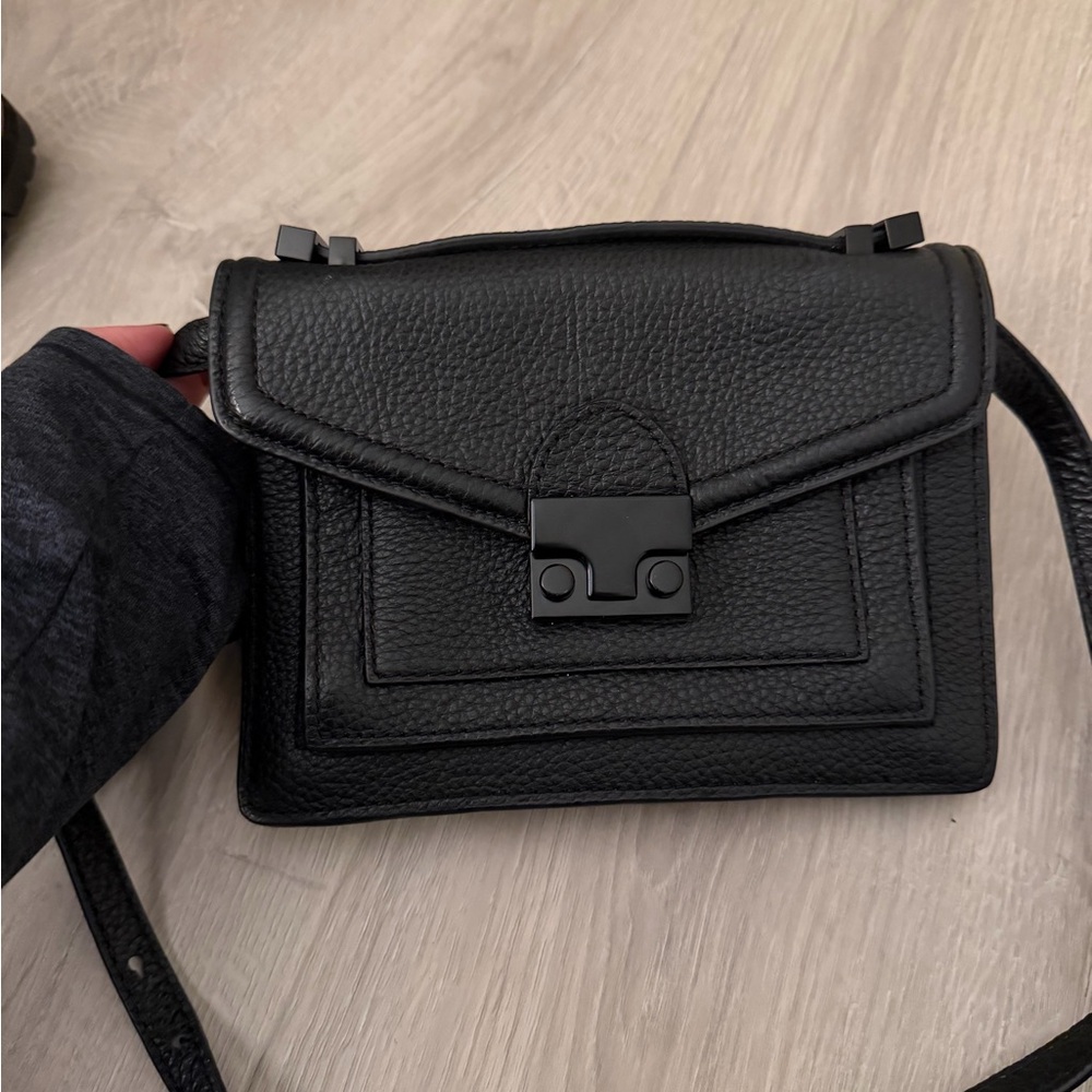 Loeffler Randall Black Pebbled Leather Crossbody Bag
